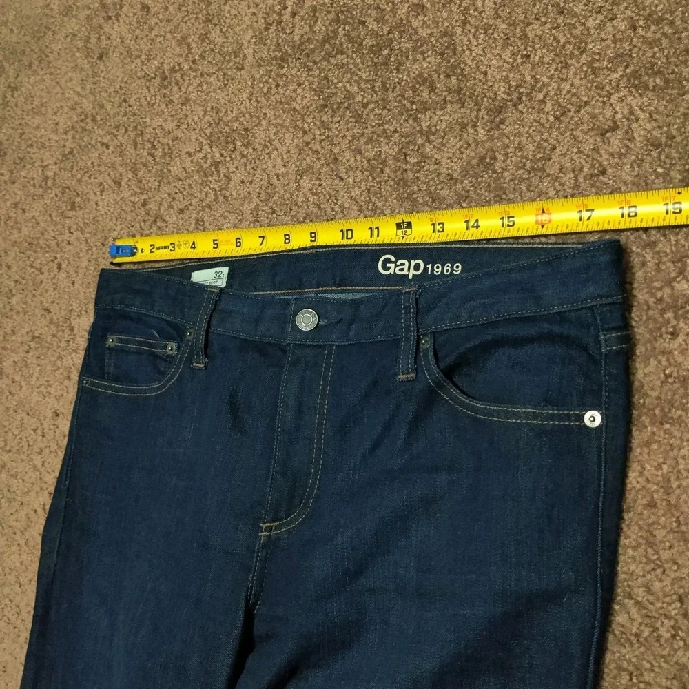 GAP 1969 Perfect Boot Jeans Women's Size 32t 36 x 29 Blue Denim Pants - Picture 6 of 9
